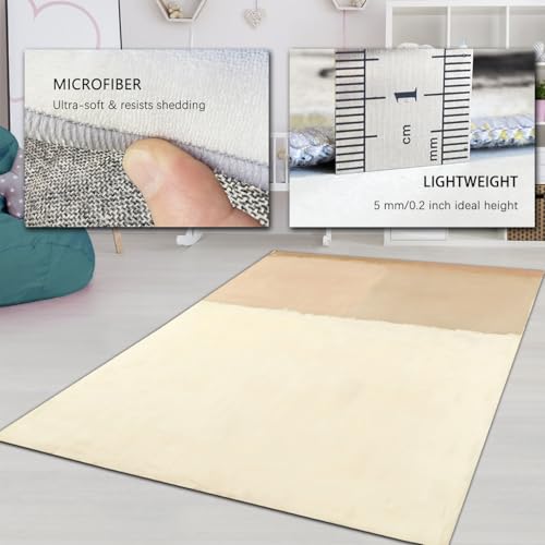 Tapis 140x200cm lavable beige à blocs de couleur modernes - 6