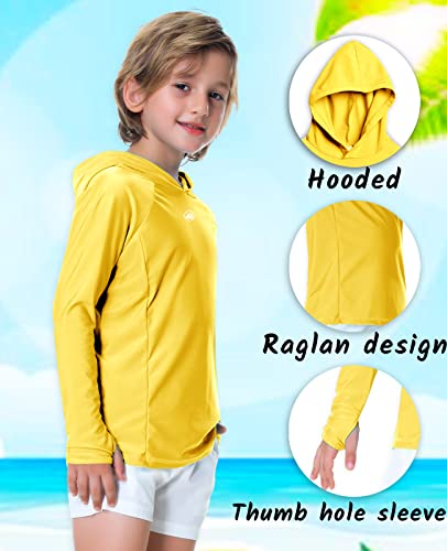 Image of AOBUTE Unisex Kids Long Sleeve Hoodie Rash Guard Boys UPF 50+ Swim Top with Thumb Hole 3-12 Years