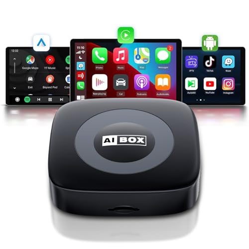 WhyBox Wireless Carplay Adapter with Netflix/YouTube Ai Box for iPhone & Android Auto Supports TF Card Plug & Play Car Play Video Entertainment Box Fits for OEM Wired CarPlay Cars