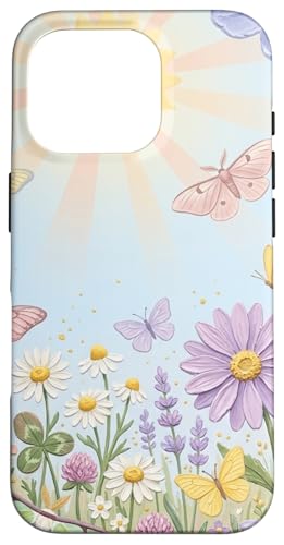 Pastel Sun Meadow Luna Moth and Butterfly �X�}�z�P�[�X iPhone 16 Pro �p