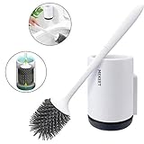 [page_title]-MEKEET WC Bürste und Halter, Silikon Toilettenbürste Set Langer Stiel klobürste und schnell trocknendem Haltersatz für Badezimmer oder Gäste-WC (Wall-Mounted)