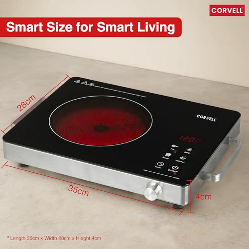 Image of 2200W Infrared Cooktop | Smart Electric Stove with Digital Display & Adjustable Temperature | Stainless Steel & Ceramic Design, 4 Cooking Modes, Auto Shut-Off