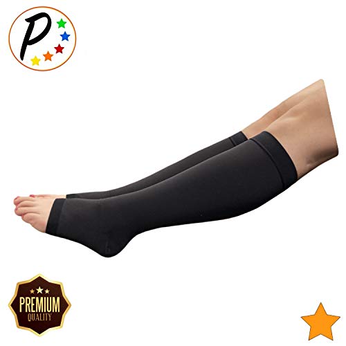 Image of Presadee Premium Sheer 15-20 mmHg Moderate Compression Leg Calf Open Toe Socks