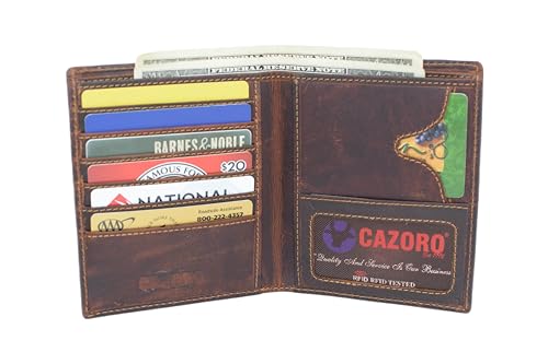 RFID Blocking Vintage Leather Large Hipster Bifold Credit Card ID Men's Wallet Brown3