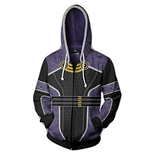 QYIFIRST Anime Impression 3D Unisexe Hoodie Sweat-Shirt à Manches Longues Superheld Cosplay Déguisement Sweat à Capuche Noir S (Tour de Poitrine 104cm) Cover