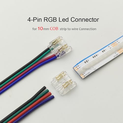 Masterwon RGB LED Strip Light Connectors 4-Pin 10mm Solderless Clips for COB Tape Strip-to-Wire Joints (Pack of 20) - Image 3