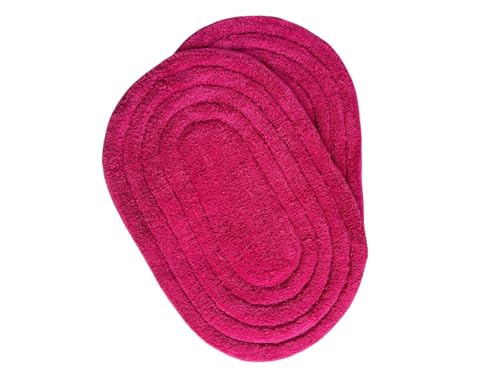 Image of My Home Cotton Door Bath Mat Super Soft Non Slip Mats for Bathroom, Door,Large, Pack of 2 (Oval Solid Pink)