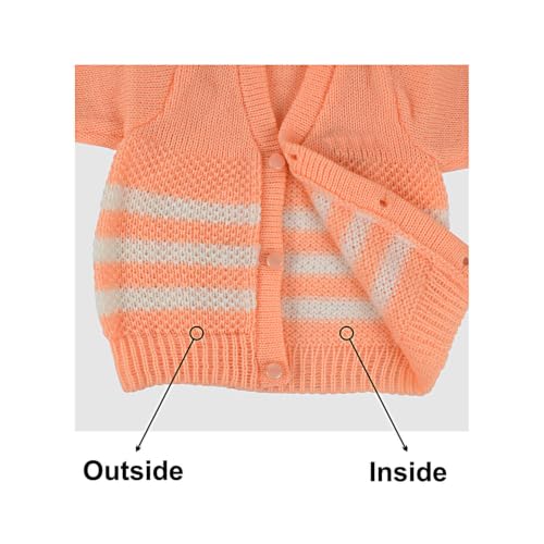Image of Infants Woollen Set /Babies Woolen Sweater(Orange, 3 to 6 Months) 3 Pcs Set