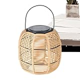 Lámparas japonesas - Lámparas de jardín para pasillo - Lámparas LED solares | Luces solares para exteriores de estilo japonés, iluminación de pasillo de ratán , impermeables para jardín