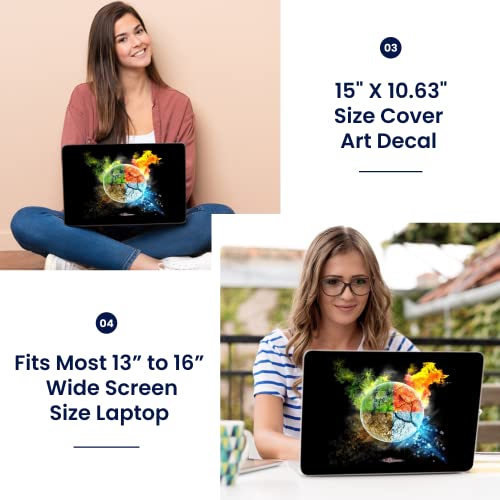 Image of LSS Laptop 15 15.6 Skin Cover with Colorful Earth on Fire Pattern for HP Dell Lenovo Apple Asus Acer Compaq - Fits 13.3 inch 14 inch 15.6 inch 16 inch (2 Wrist Pads Free)