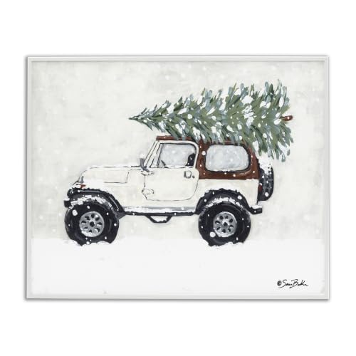 Snowy White Truck Christmas Tree, 11 x 14 Inch Framed Giclée Print