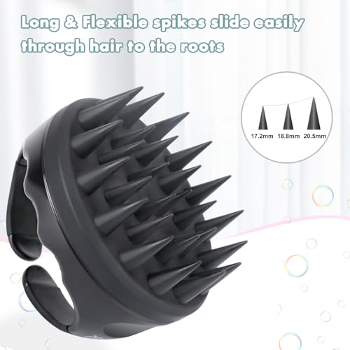 Image of FREATECH Hair Scalp Massager Shampoo Brush with Long & Soft Silicone Bristles for Scalp Care, Gentle Scrub to Exfoliate, Intensive Massage to Relax The Head, Dandruff Removal and Hair Growth, Black