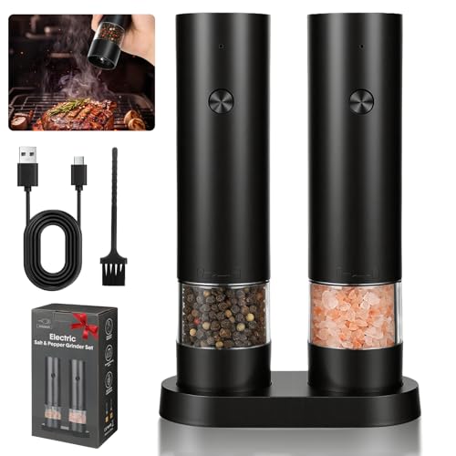 Consejos para Comprar Molinillos de pimienta para comprar online. 42 Juego de Molinillo Eléctrico de Sal y Pimienta, Tamaño de Molienda Ajustable, Recargable por USB, con luz LED, Salero y Pimentero Eléctrico de Gran Capacidad, 2 Paquetes,...