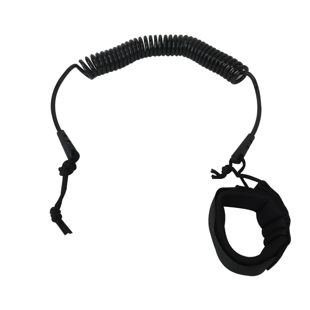 BUTITNOW 10FT Powerful Coiled SUP Leash with 5mm Urethane Cord, Surfboard Leash Sup Leg Rope Strap Stand Up Paddleboard Leash - Black