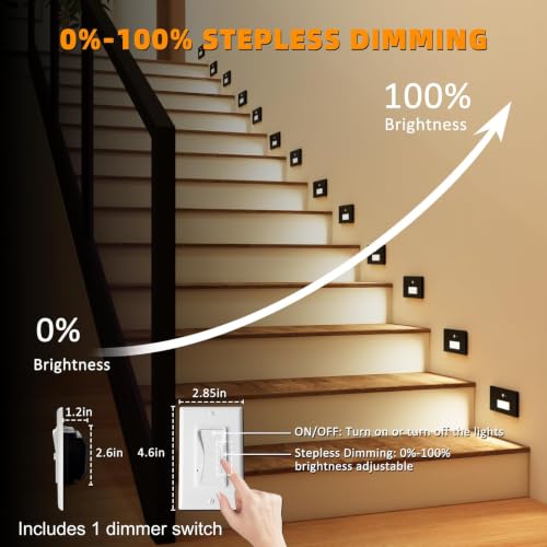 Image of 8 Pack 120V 3CCT Motion Sensor LED Step Lights Indoor Outdoor, Black