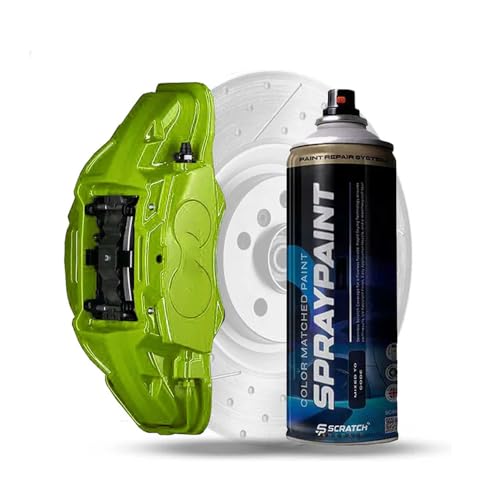 Acid Green Brake Calliper Drum Paint Heat Resistant BMW M-Sport Aerosol Spray 400ml Durable High Tempature 200c - Scratch Repair (Basecoat + Lacquer + Primer + Handle)