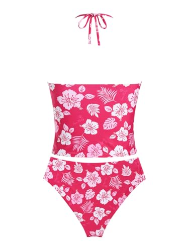 seamoly Floral Halter Tied Cheeky Tankini Set2