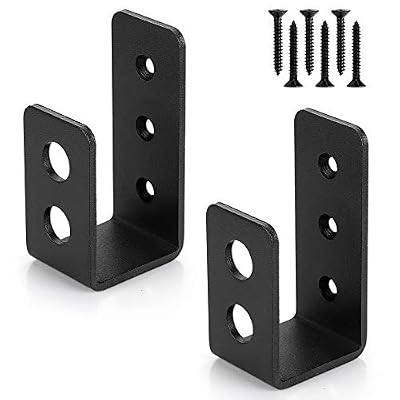 2x4 Door Barricade Brackets (2pcs)-Drop Open Bar Holder Steel U Bracket for 2 by 4 Lumber as Security Door Reinforcement, Door Jammer, Tool Hanger for Your Home, Barn, Shed, Garage, Gate