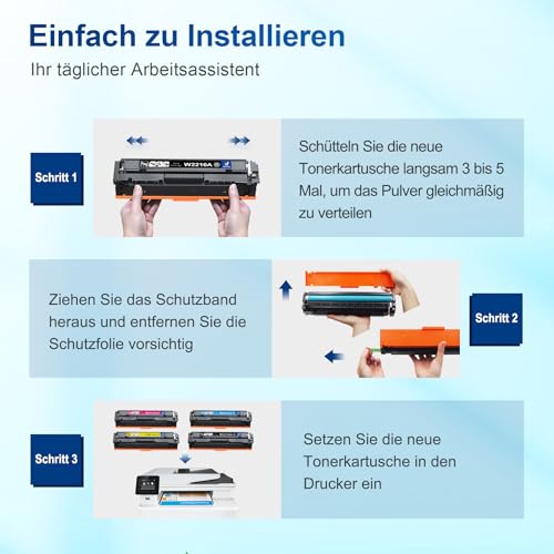 207A Toner mit Chip Kompatibel für HP 207A 207X für HP Color LaserJet Pro MFP M283fdw Toner Schwarz M283fdn M283cdw M282nw M255dw M255nw W2210A W2211A W2212A W2213A Schwarz Cyan Magenta Gelb 4-Pack