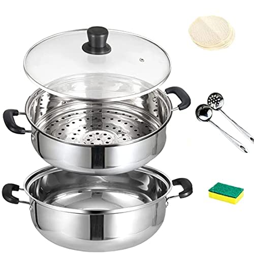 業務用　蒸し器　2段　蓋付き Amazon｜多機能 蒸し鍋 蒸し器 二段 三段 「3層底」蒸しもの鍋