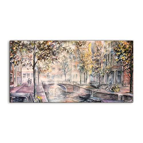 Tableau acrylique Amsterdam 100x50cm pour salon et décoration murale design