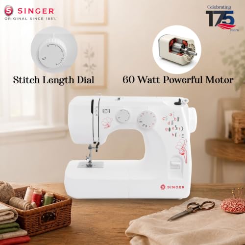 Image of SINGER 1310 Automatic Zig Zag Electric Sewing Machine | 10 Built-in Stitches & 22 Stitch Functions | Powerful 60 W Motor | 4-Step Buttonhole | Length Dial | LED Light | Metal Frame | 2 Years Warranty