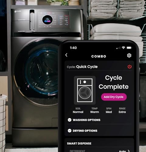 image for GE Profile PFQ97HSPVDS 28 Inch Smart Front Load Washer/Dryer Combo wit