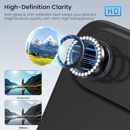 Image of Lensarmor Compatible With Space Black Diamond iPhone Air Camera Lens Protector - 9H+ Tempered Glass with Diamond Coating, Scratch Resistant, Premium iPhone Air Accessories, Flash-Friendly Lens Cover