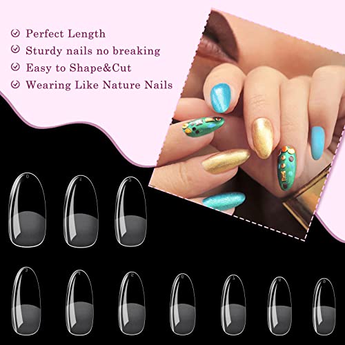 Arousar Nail Tips, 500 Pcs Clear Acrylic Nail Extension Set In 10 Sizes, Half Matte Medium Round Full Cover Press On False Nail Tips With 20Ml Glue Gel For Diy Nail Art (Round Gel Tips-01) #TOP4
