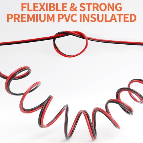 Image of 30FT 16AWG, 16 /2 AWG Red Black Hookup Electrical Wire LED Strips Extension Cord 12V /24V DC Cable, 16 Gauge Wire 2 Conductors Flexible Low Voltage Cable for in-Home, Autos, Schools use