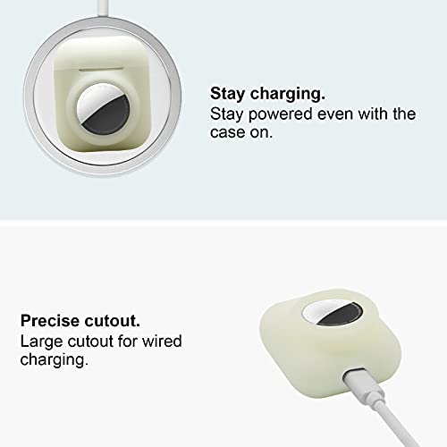 2 In 1 Silicone Protective Skin Cover Compatible With Airpod 1&2 And Airtag, Soft Comprehensive Protective Case With 2 Pcs Tpu Screen Protector, Anti-Scratch Anti-Fall Anti-Lost(Luminouswhite) #TOP3