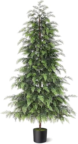 Christmas Tree,5FT Artificial Cedar Trees Topiary for Front Porch Decor,Fake