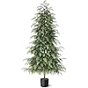 Christmas Tree,5FT Artificial Cedar Trees Topiary for Front Porch Decor,Fake Pine Shrubs Potted Plants Faux Bushes Cypress UV Resistant for Outdoor Indoor Door Offices Farmhouse Home Decor