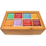 Stash Tea Bags Sampler Assortment Variety Pack 80 Tea Bags 30 Unique Flavors in Bamboo Organizer for Mom Dad Wife Husband Tea Lovers
