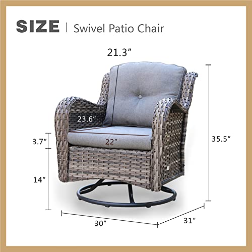 Haplife Patio Wicker Swivel Rocker Chairs Rattan Outdoor Furniture Rocking Chair, Gray #TOP1