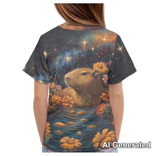 Image of Xhuibop Kids Tshirts Girls Boys 3-16 Years Summer Clothes for Teens Loose Fitting Tops