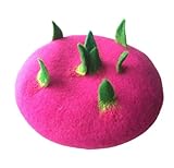 Kawaii Deer Ear Berets Hat Cute Funny Christmas Fruits Cap Winter Warm Women Girls Gift red Pink (Dragon Fruit/Rose red)