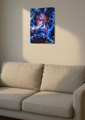 Image of NIJUKA Anime Printed Metal sheet Poster For Home And Room Decoration | For Anime Art Fans Boys And Girls (Sasuke active mangekyo sharingan)
