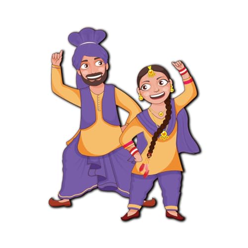 Image of Bhai Please Punjabi Traditional Couple Theme Fridge Magnet - Couple Gift