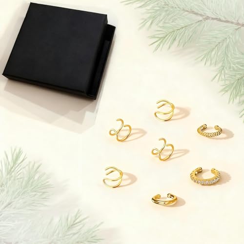 Image of Ear Cuffs Non Piercing Chunky Ear Cuff Earrings for Women Non Tarnish Clip on Cartilage Earrings Trendy Jewelry No Pierced Ears Fake Earring Set Fashion Accessories Jewelry Birthday Gifts