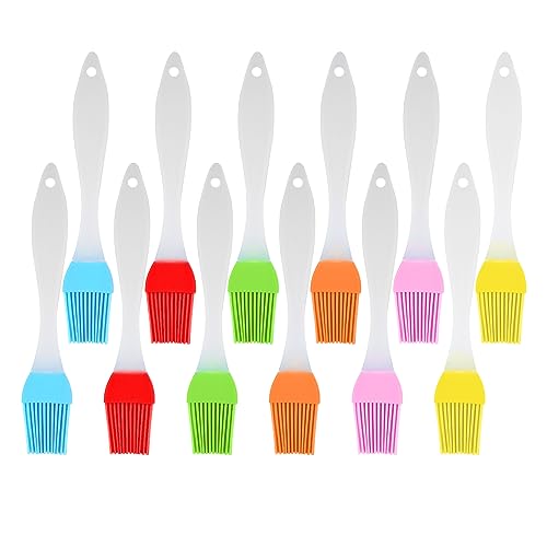 12 pinceles para hornear, cepillo de aceite para barbacoa de cocina, pincel de silicona resistente a altas temperaturas, para asar, cocinar, hornear, etc. (6 colores)