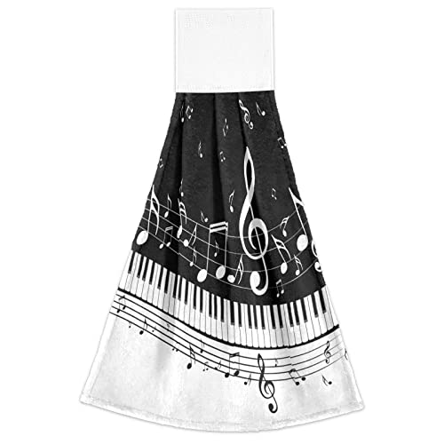 Zzkko Music Note Kitchen Hand Towel Set Of 2 Hanging Towels With Hook & Loop Home Decor Bath Hand Towel Hang Cloth Tie Towel Absorbent #TOP1
