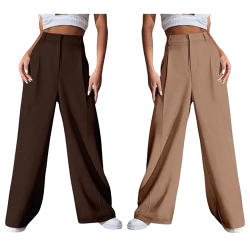 Image of GRECIILOOKS Women High Rise High Waist Trousers Flared Korean Style Formal Pants| Elegant Workwear for Office, College & Events (Available in Plus Size)