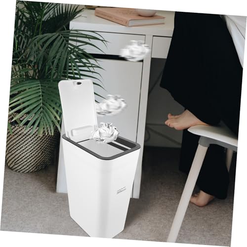 Caneca de basura con tapa Happyyami blanca 10L rectangular miniatura 7