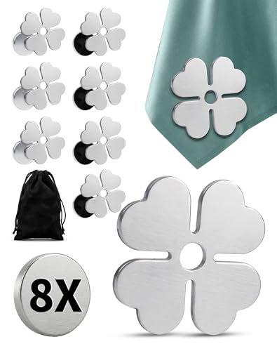 LAOYE Pince Nappe Exterieur 8X Poids de Nappe en Acier Inoxydable Résistants Attache Nappe Robustes accroche Nappe pour Toutes Les Tables Jardin, Balcon et...