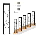 Hand Rails for Indoor Stairs, Modern U Shaped Handrails with S Scroll for Outdoor Steps, Matte Black Industrial Wrought Iron Stair Railing Indoor for Porch Garden Loft Corridor, 1Pcs(Tall:95cm/3.1ft)