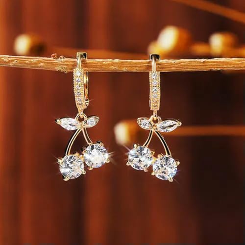Pendientes Colgantes de Lujo de Plata 925 y Oro para Mujer, Regalo de Fiesta con circonita cúbica, un par