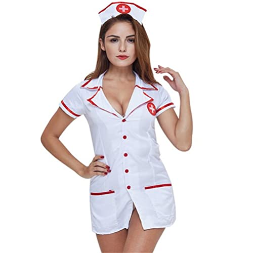 chenyesun Reizwäsche Sexy Damen Krankenschwester Cosplay Party Tiefer V-Ausschnitt Nachtwäsche Nachtwäsche Nurse Kostüm… – Bild 3