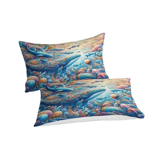 Housse de couette baleine parure de lit microfibre douce pour enfant - 3