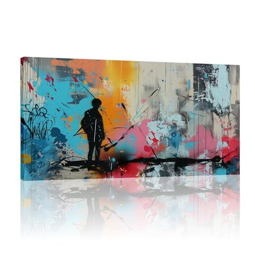 Tableau Banksy Dream Big Dreams : un salon moderne transformé par le graffiti abstrait